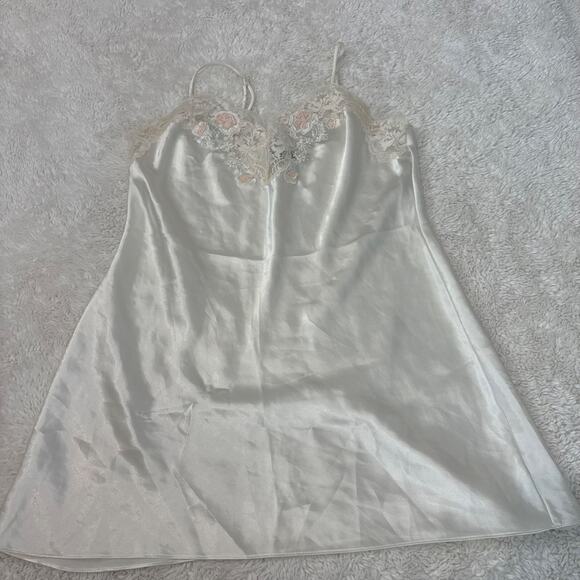 Val Mode Other - Vtg Val Mode Babydoll Sexy Lingerie Ivory Satin Lace M Cottage Core Soft Coquett